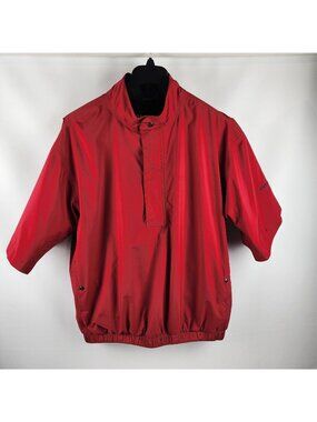 Dryjoys Jacket Mens Large Red Footjoy Windbreaker 1/2 Button Zip Mock Neck